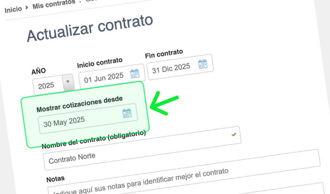 Mejoramos la Plataforma de Cotizaciones y Contratos con una mejor gestión de las fechas de inicio de los contratos