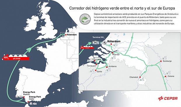 Sus Majestades los Reyes de España, Felipe VI, y de Holanda, Guillermo Alejandro, han asistido hoy a la firma de un acuerdo de colaboración comercial entre Cepsa y la multinacional noruega Yara Clean Ammonia.