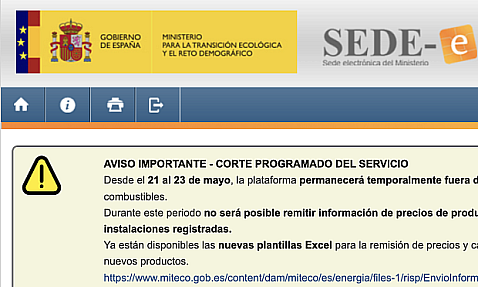 Aviso importante del Ministerio sobre Remisión de Información sobre Productos Petrolíferos (RISP)