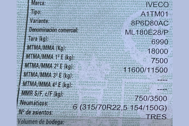 Se vende camión cisterna marca IVECO, capacidad 13.580 litros.