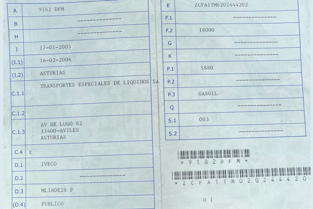 Se vende camión cisterna marca IVECO, capacidad 13.580 litros.