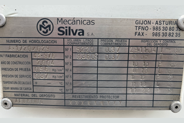 Se vende camión cisterna marca IVECO, capacidad 13.580 litros.