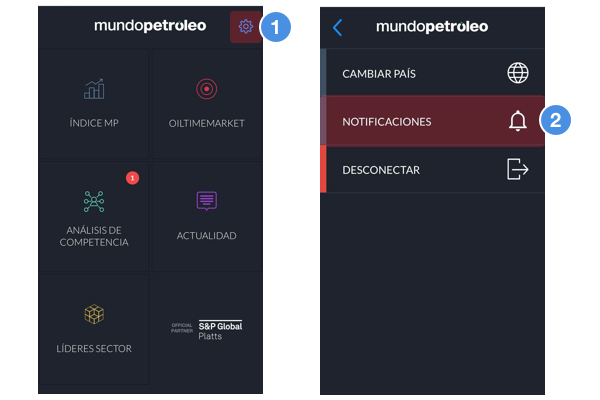 App Mundopetroleo - Notificaciones y alertas en la app móvil